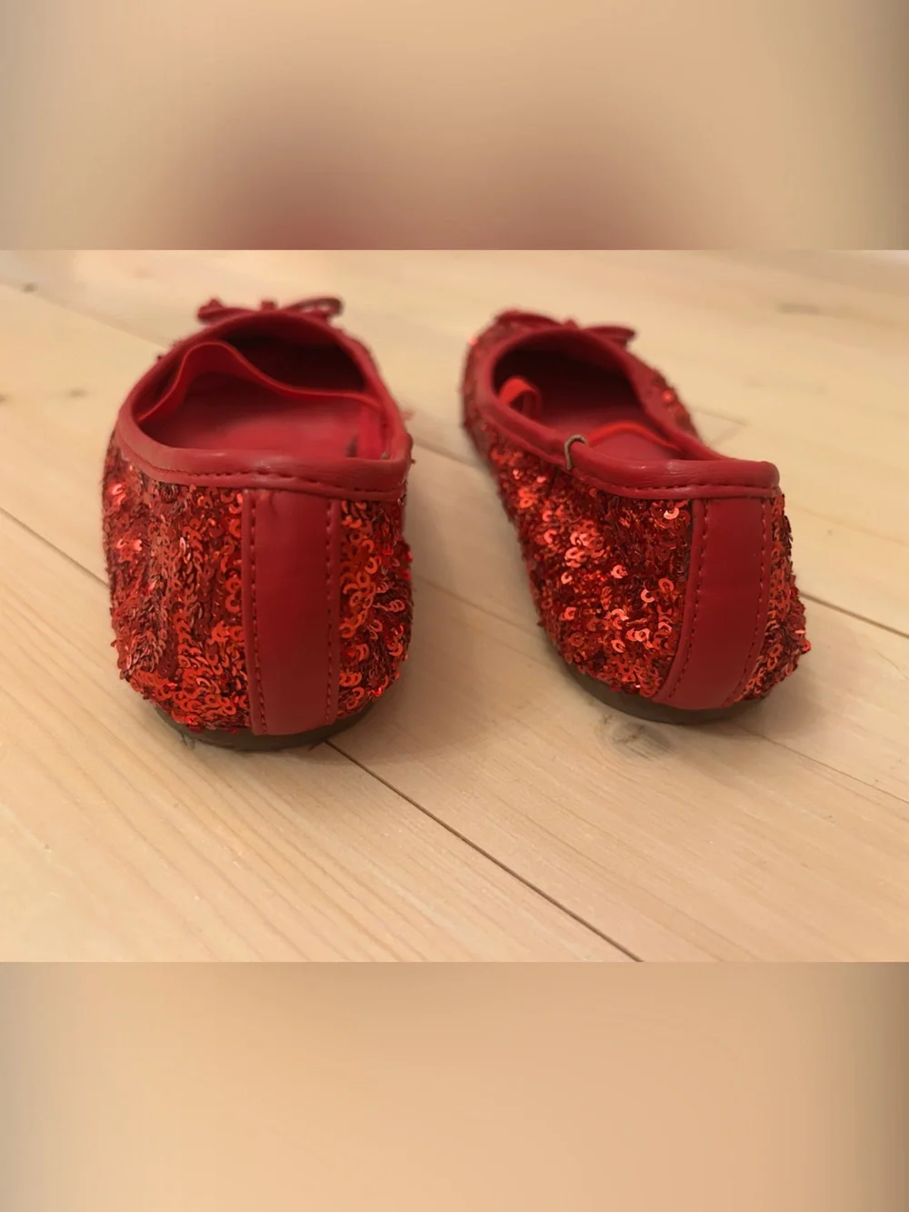 GAP Red Sequin Kids Ballet Flats with Bow and Elastic